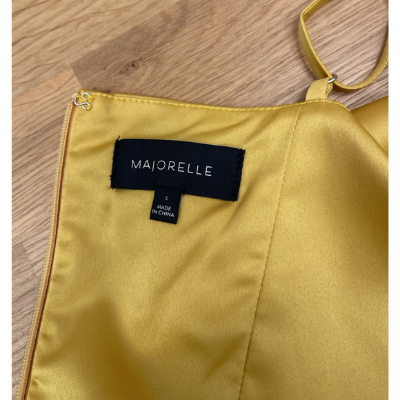 Majorelle Maxi Slip Dress Womens Size S Yellow Satin Silky Prom Party Evening - Picture 6 of 6